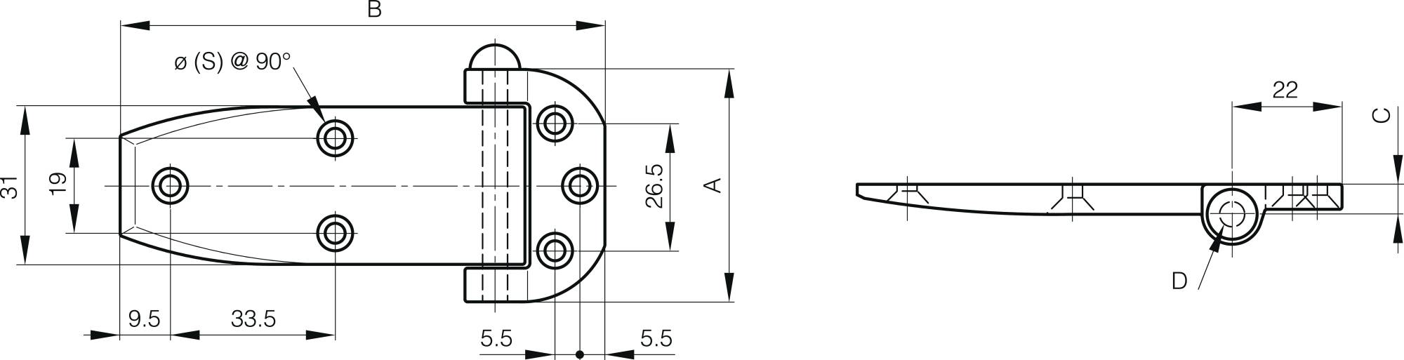 Scharnier aus verchromt Zamak A