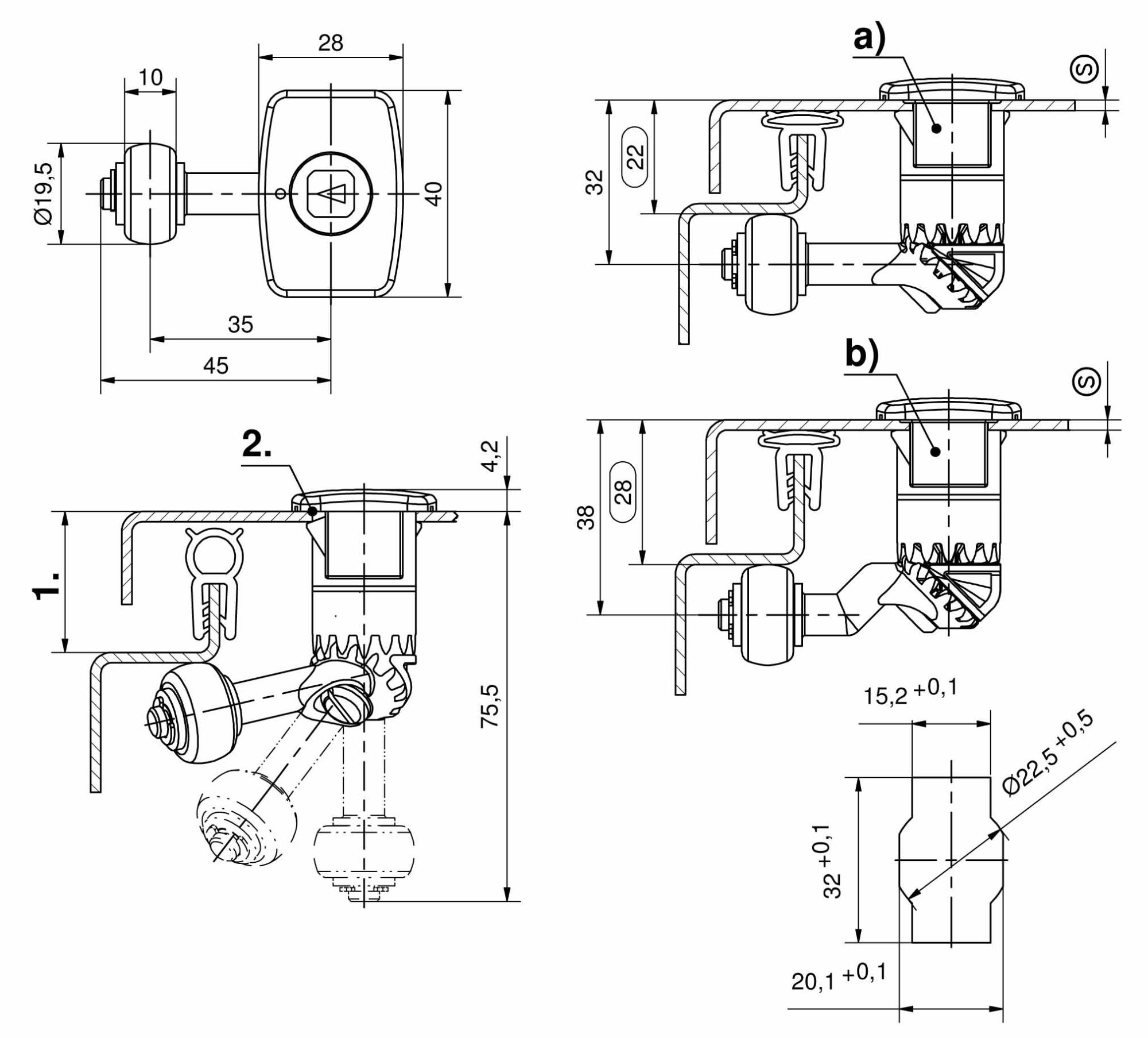 Verrou à compression DST Pr23x20 L22/28