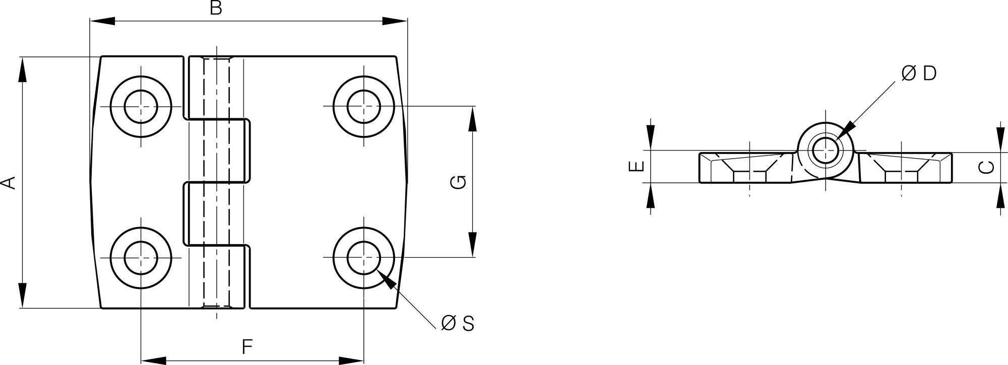 Asymmetrische Design-Scharniere aus Zamak