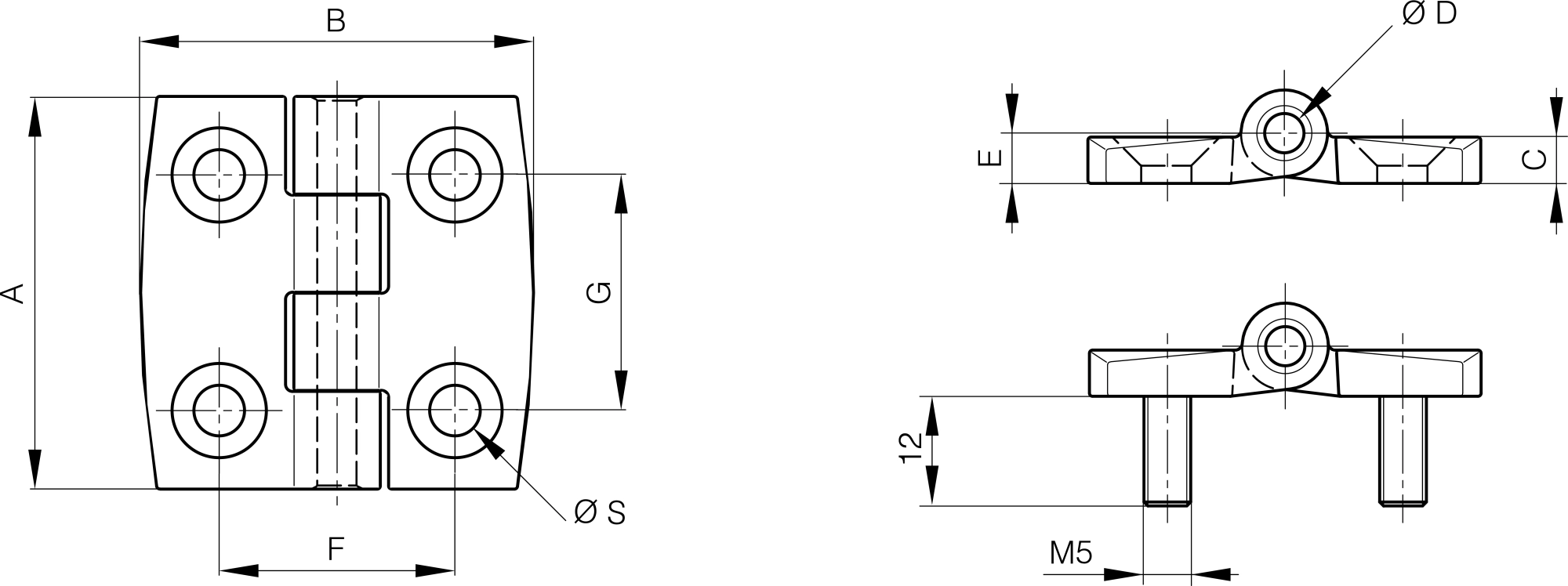 Quadratische Design-Scharniere aus Zamak