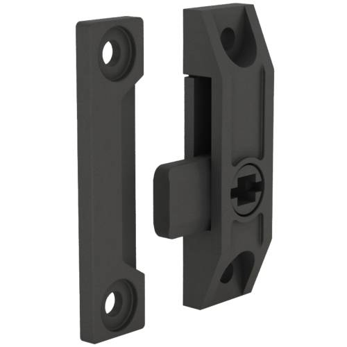 Plastic budget latch with strike plate