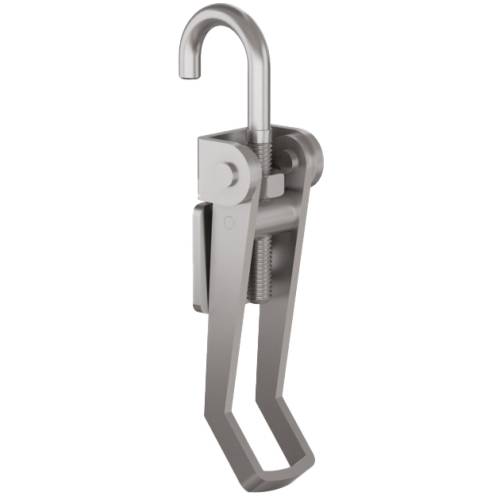 Hooked toogle latch without strike