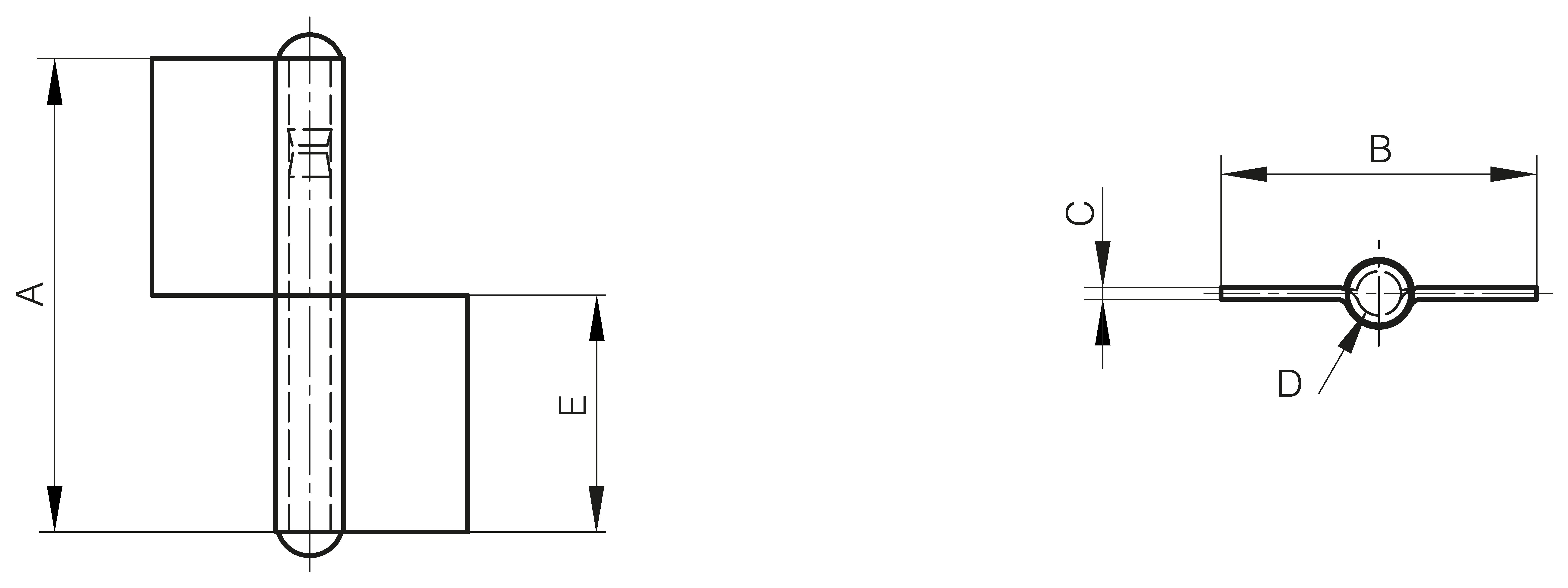 Flag hinge without washer with two offset leaves