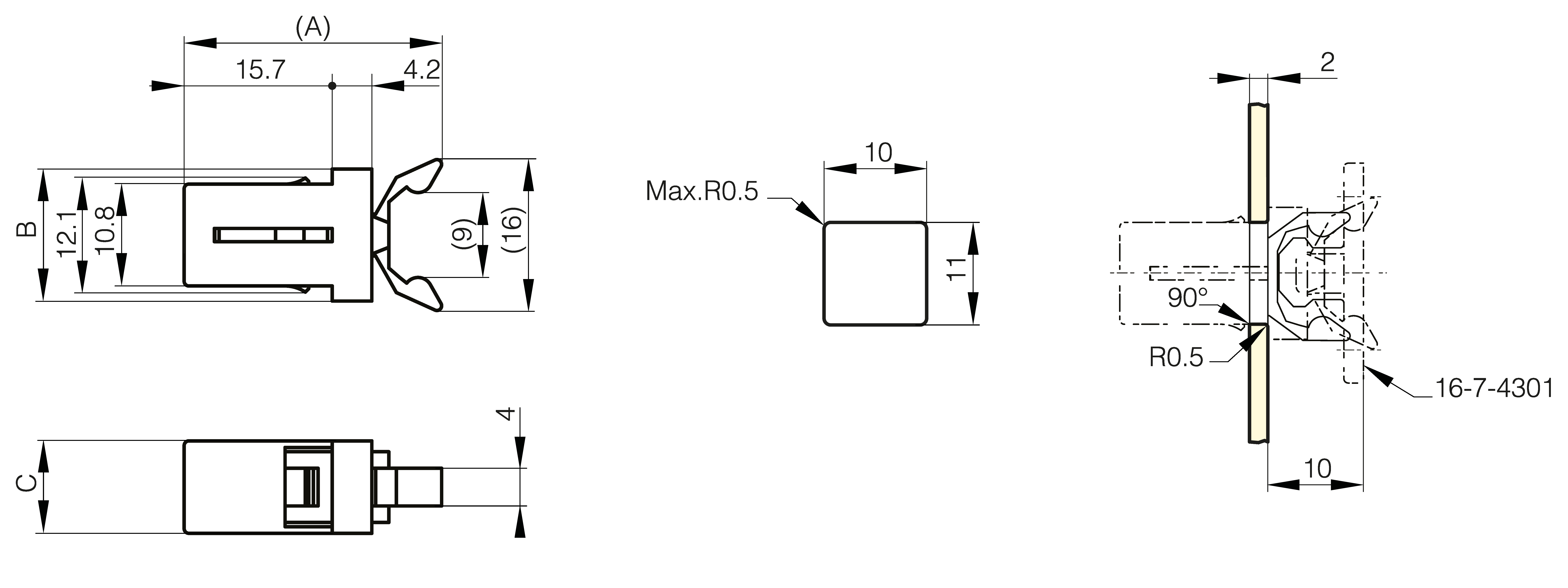Touch latch - Snap-in installation