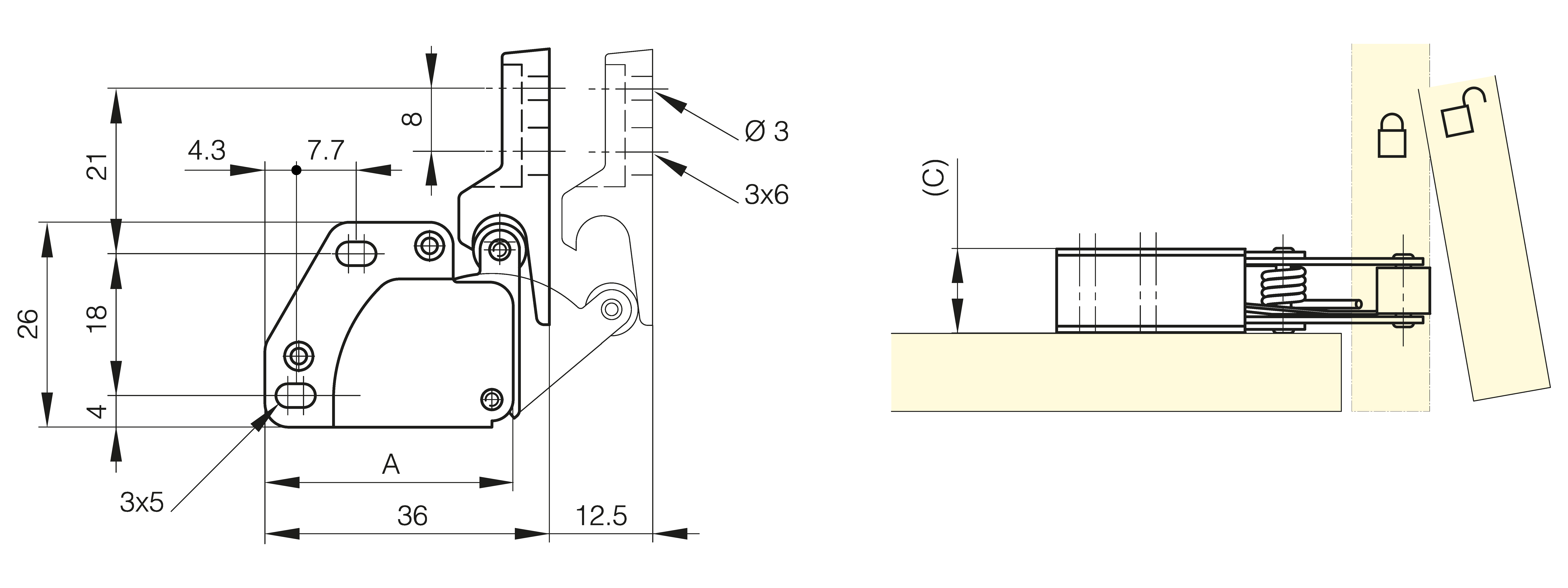 Touch latch in steel